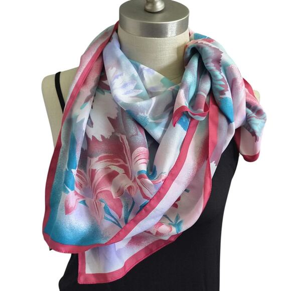 Art of the Scarf Floral Silk Scarf Red - Picture 1 of 4
